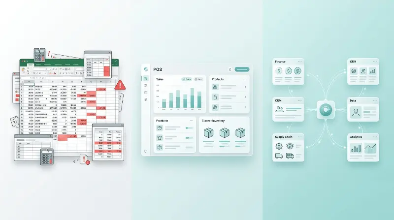 Évolution des systèmes de Excel à POS puis ERP